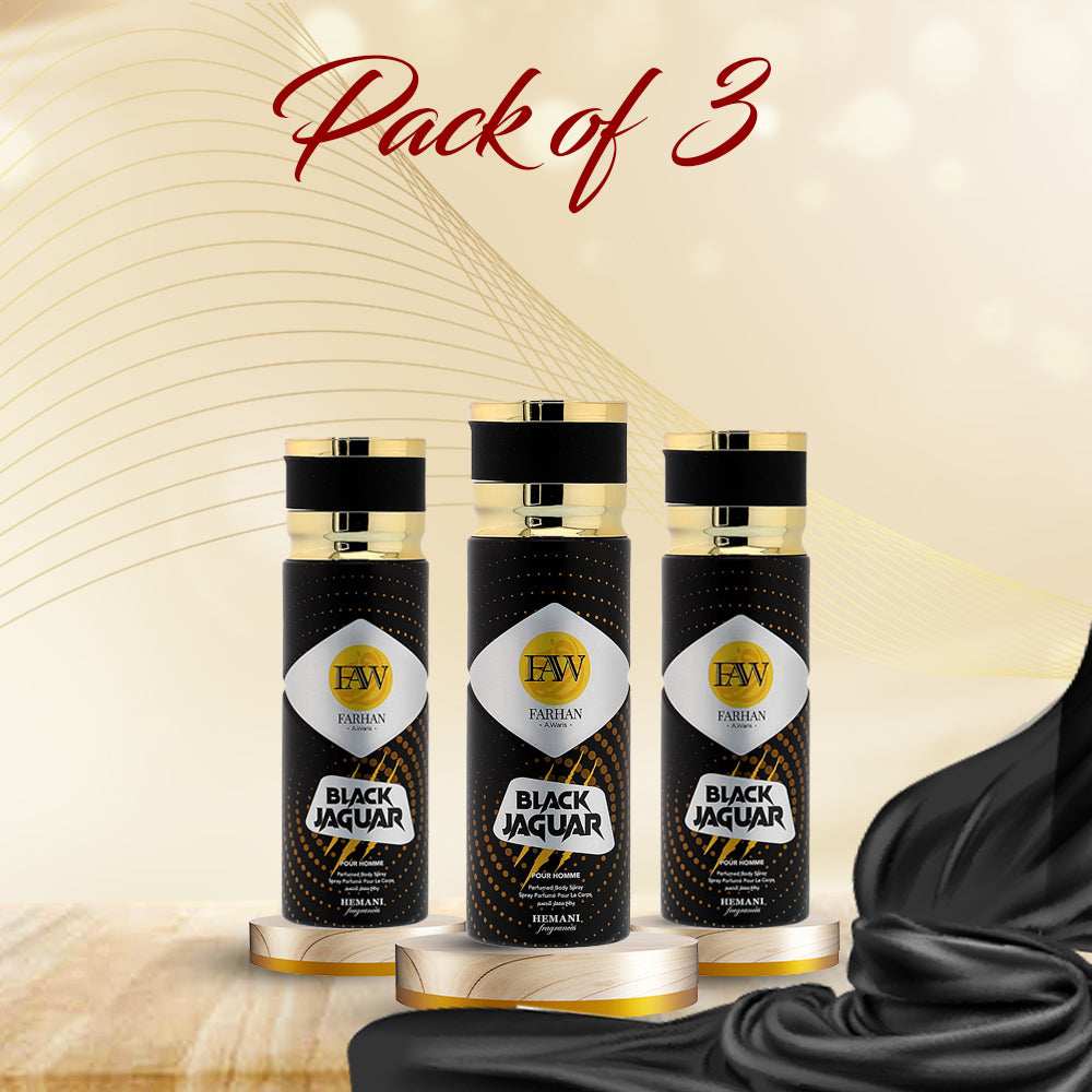 Black Jaguar - Body Spray For Men - Pack Of 3